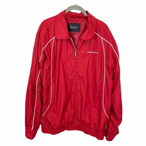 Sean John Track Jacket Vintage 90s Vibe Mens Red Long Sleeve Collared Size Large